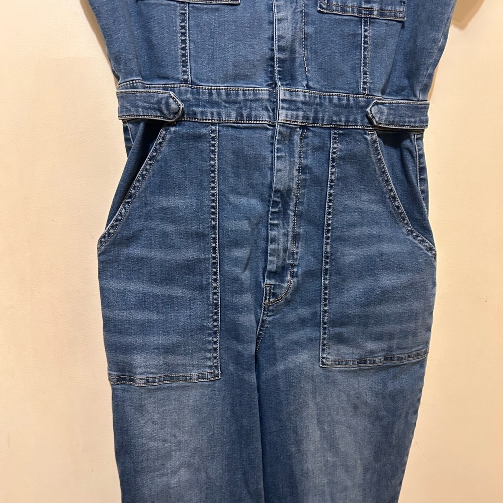 Juicy Couture Women’s Denim Jumpsuit Sz L Blue Stretch Y2K - Picture 5 of 16